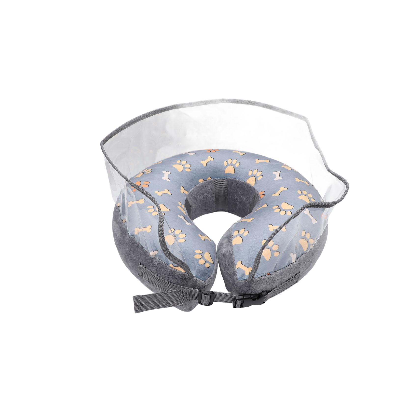 

Dog Inflatable Collar Cute Look Soft Removable PVC Enhanced Comfort Neck Cone Protective Inflatable Collar for Pets L сірий