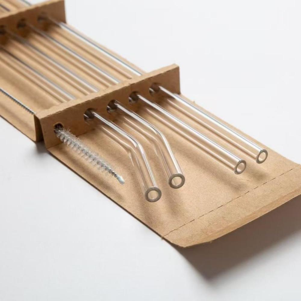 4 Pack Set of Straws for Milkshake, Smoothie, Pearl Milk Tea, Clear Glass Straws, Stanley Cup Accessories with Cleaning Brush