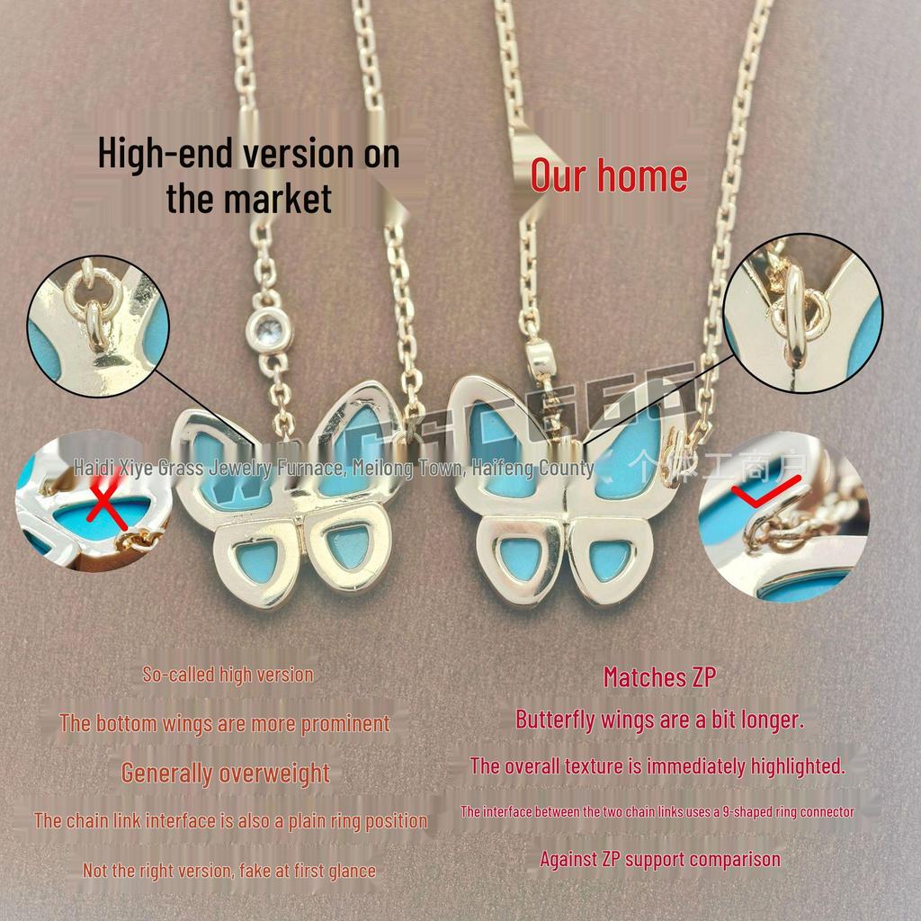 18K Rose Gold Plated Sterling Silver Butterfly & Clover Necklace with White Mother-of-Pearl