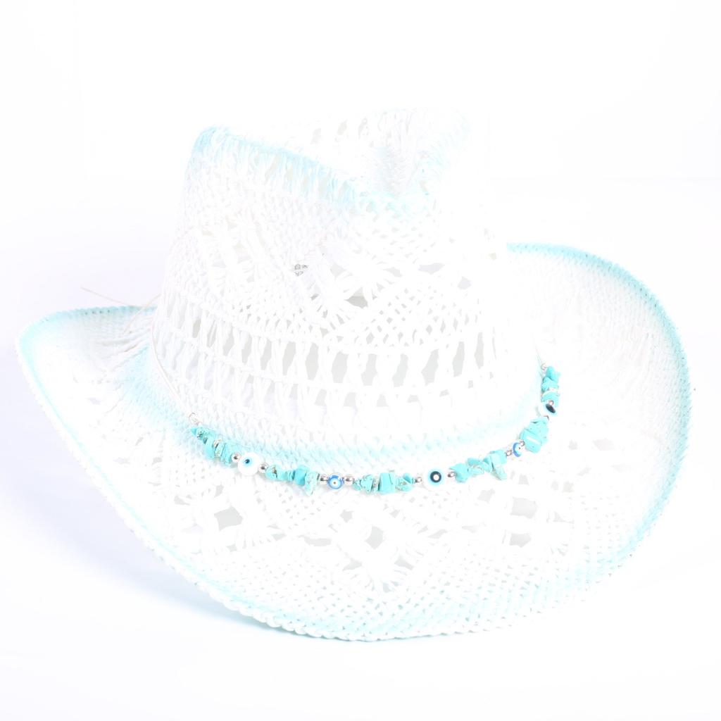 Popular European and American Classic Hollow Western Cowboy Hat Men's and Women's Fashion Vacation Breathable Sunshade Straw Hat