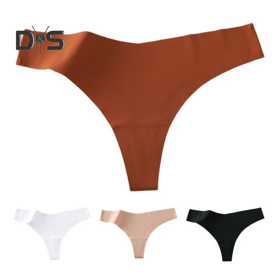 Women Underwear Low-Waisted Ice Silk Seamless Cool Feeling Cotton Crotch Underpants Solid Color Daily Briefs for Home Sleep