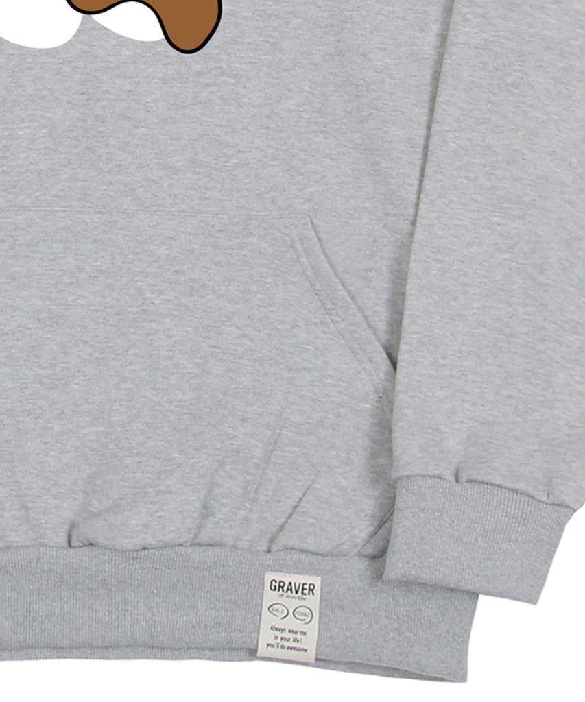 GRAVER [Unisex] Big Flower Bear Smile Hoodie_Gray