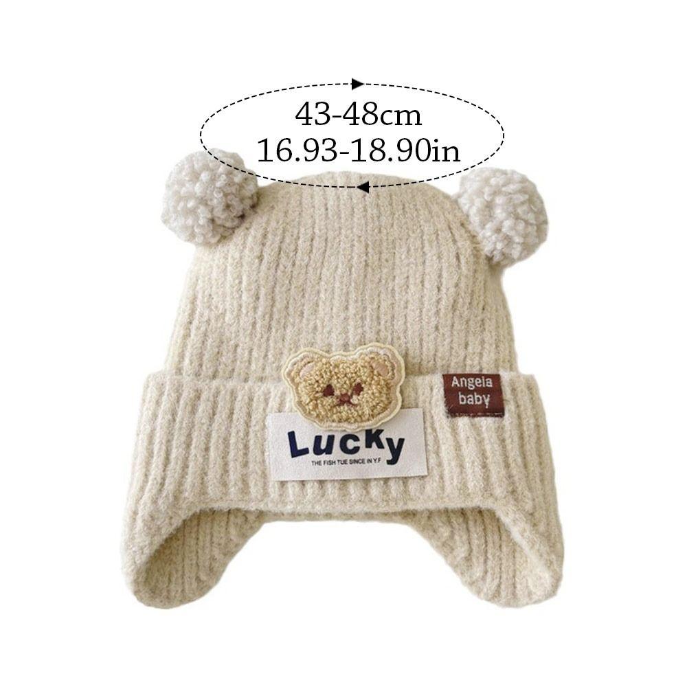 6-24Months Soft Baby Knitted Hat Plush Ball Children Warm Cap Windproof Winter Hat  Boys Girls
