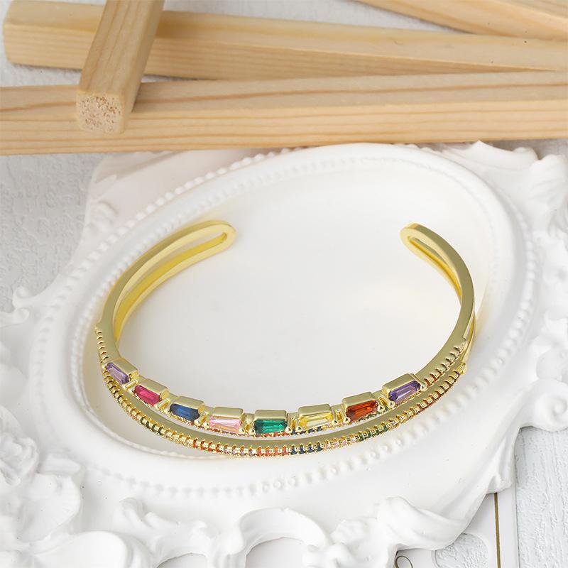New Style Inlaid Zircon Bracelet, Fashionable and Luxurious Double-layer Hollow Open Bracelet One Size(18CM~21CM)
