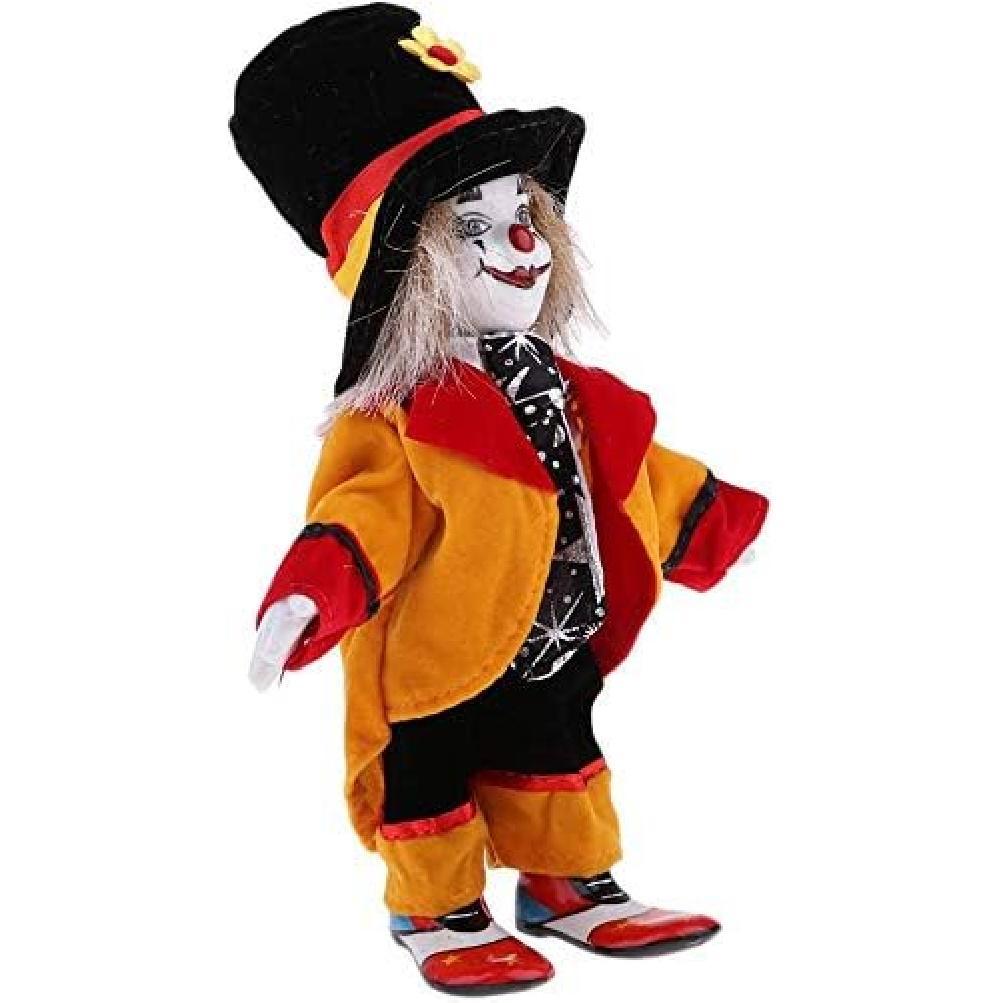 Taotenish Clown Doll Porcelain Clown Model Porcelain Doll Circus Props Delicate Arts Crafts for Home Decoration Desk Ornaments 18cm