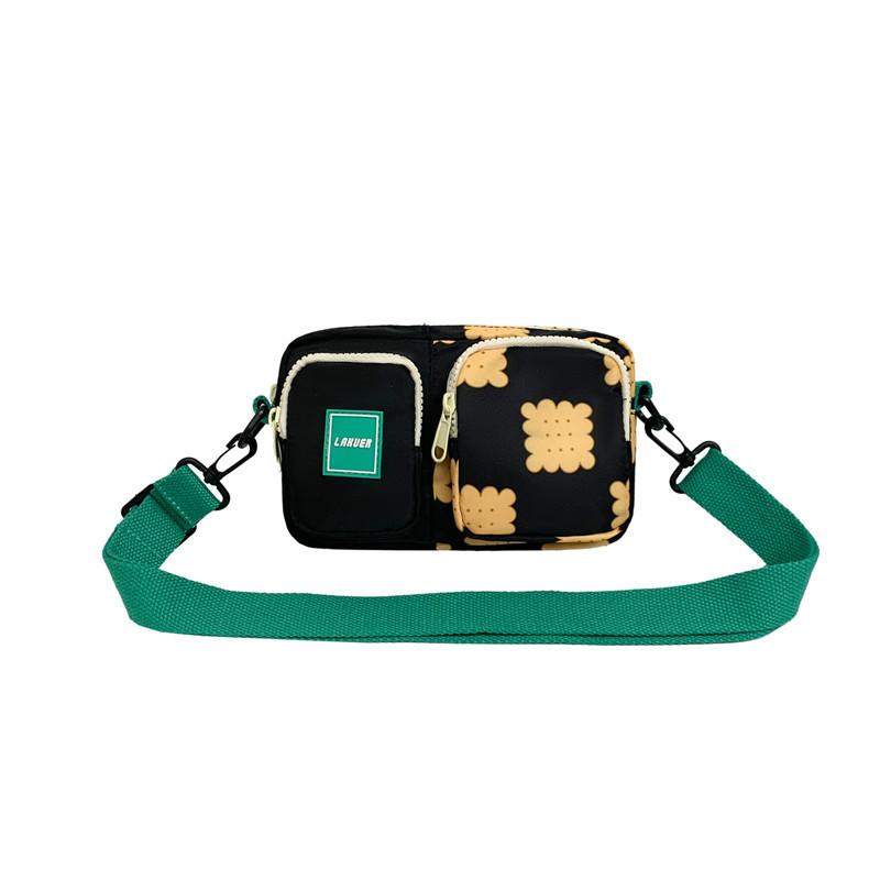 

Рюкзак для перекуса с принтом из прочной нейлоновой ткани для легкой весенней прогулки чёрный