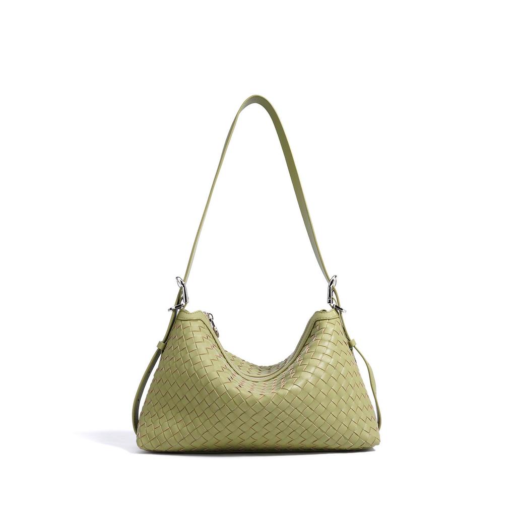 Spring Crossbody Bag, Fashionable and Lightweight Leather Underarm Bag, Hand-woven Niche Design Single-shoulder Bag