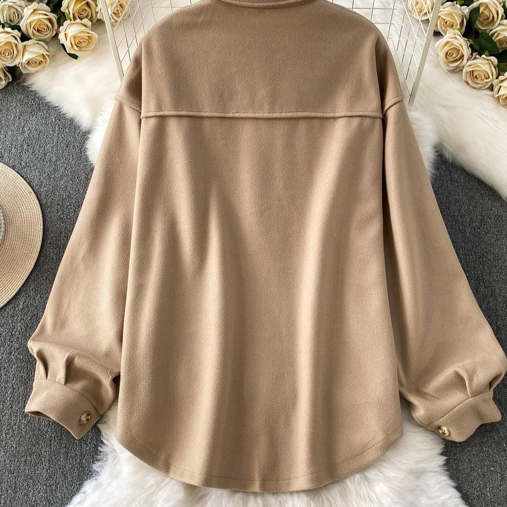 Autumn Winter Turn Down Collar Women's Jacket Simple Solid Casual Outwear Coat for Women 2025 New
