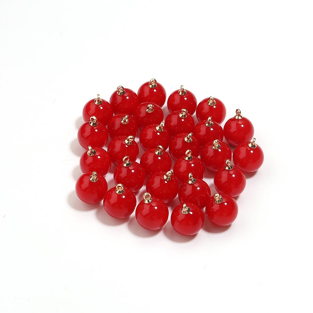 

20pcs Red ABS Imitation Pearl Charms Alloy Caps Round Pendant For Jewelry Making DIY New Year Gift Necklace Earrings Phone Chain
