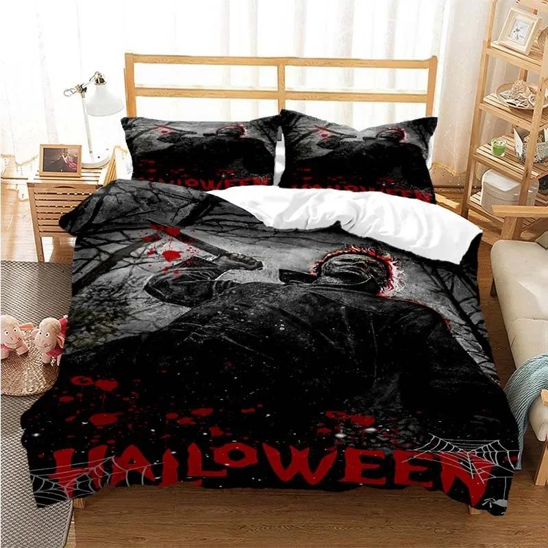 Halloween Michael Myers 3D Printed Bedding Set Duvet Covers Pillowcases Comforter Bedding Set Bedclothes Bed Linen