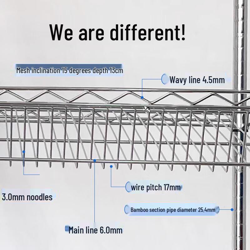 Stainless Steel Slanted Mesh 4-Tier Storage Cart