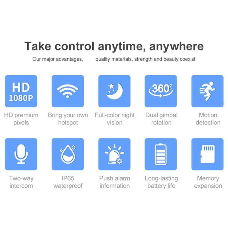 ABUO-Wifi Outdoor Cameras Wireless Security Surveillance Camera Low Power Consumption 360°View Spotlight EU Plug