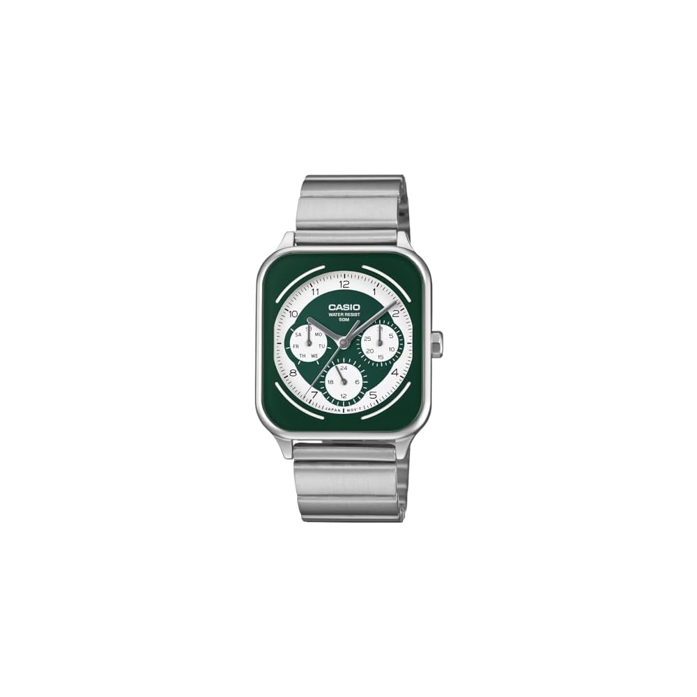 Casio Standard Round Rectangle 24-Hour Display Multi-Function Analog Men s Watch MTP-M307D-3BV Green