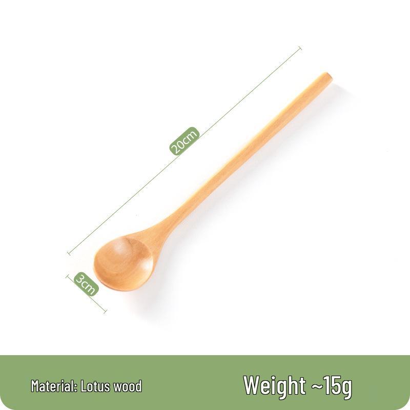 Long Handle Wooden Spoon - Japanese Korean Style for Seasoning, Honey, Stirring, and Coffee - Thin Handle Tableware.