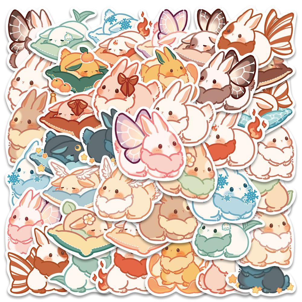10/20/40pcs Kawaii Cartoon Rabbit Stickers Cute Creative Anime Animal Sticker Scrapbook Luggage Phone Decals Decoration Toy Gift