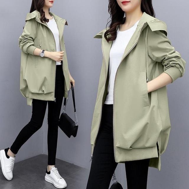 Early Autumn Windbreaker Women's Spring and Autumn Loose Relaxed Hooded Style Fashion Coat