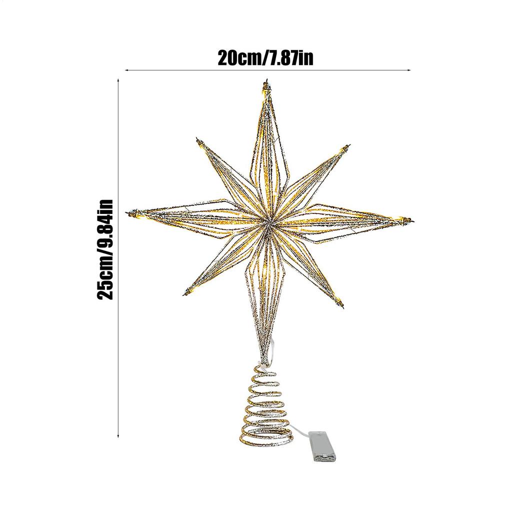 3D LED Light Up Christmas Tree Topper Star Shape Xmas Tree Decoration for Indoor Outdoor Home Garden Wedding Party Garden