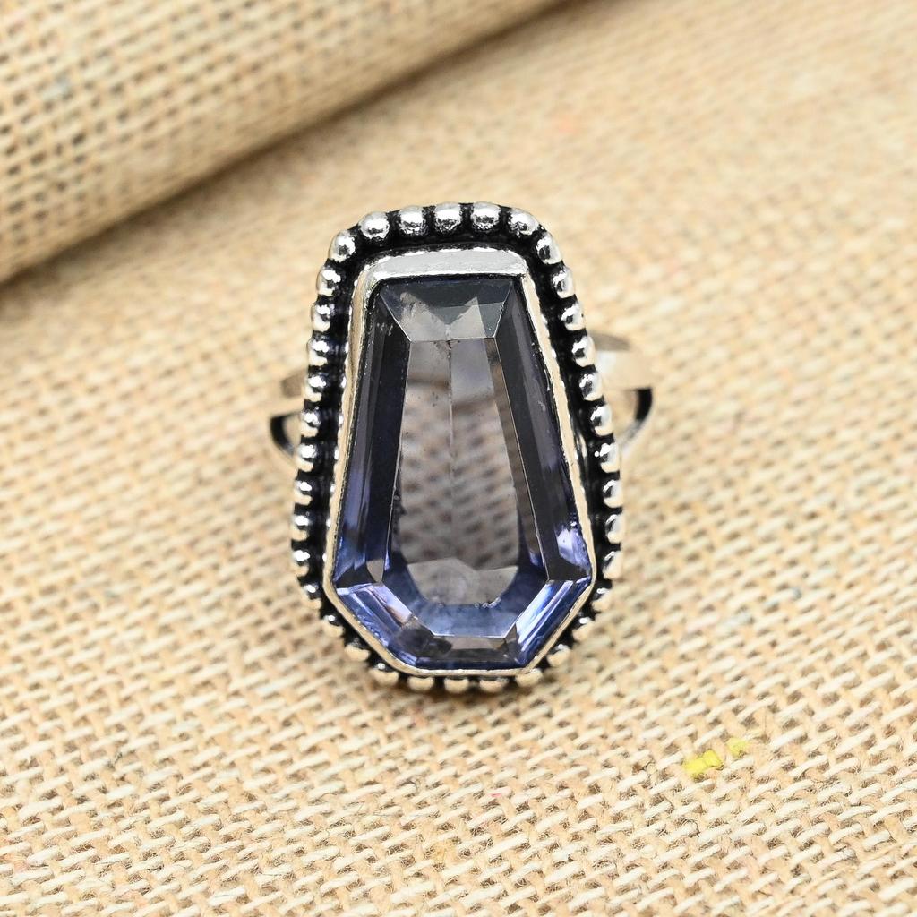 Iolite Gemstone 925 Sterling Silver Handmade Designer Ring Engagement Ring Gift For Her