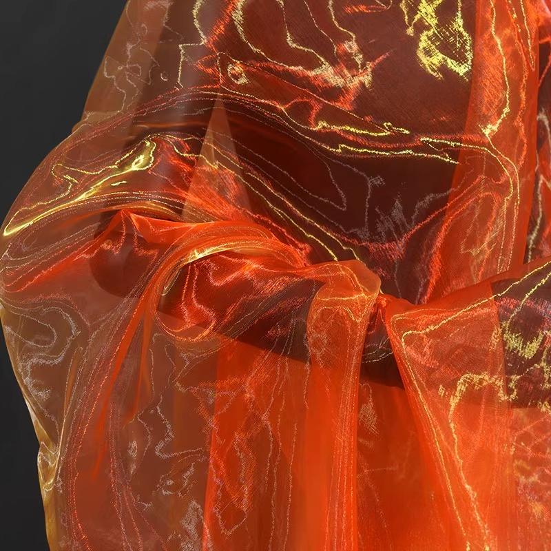 100x150cm Gradient Flashing Colorful Organza Tull Fabric for Designer Styling Shiny Dress Clothes Accessories Stage Decor