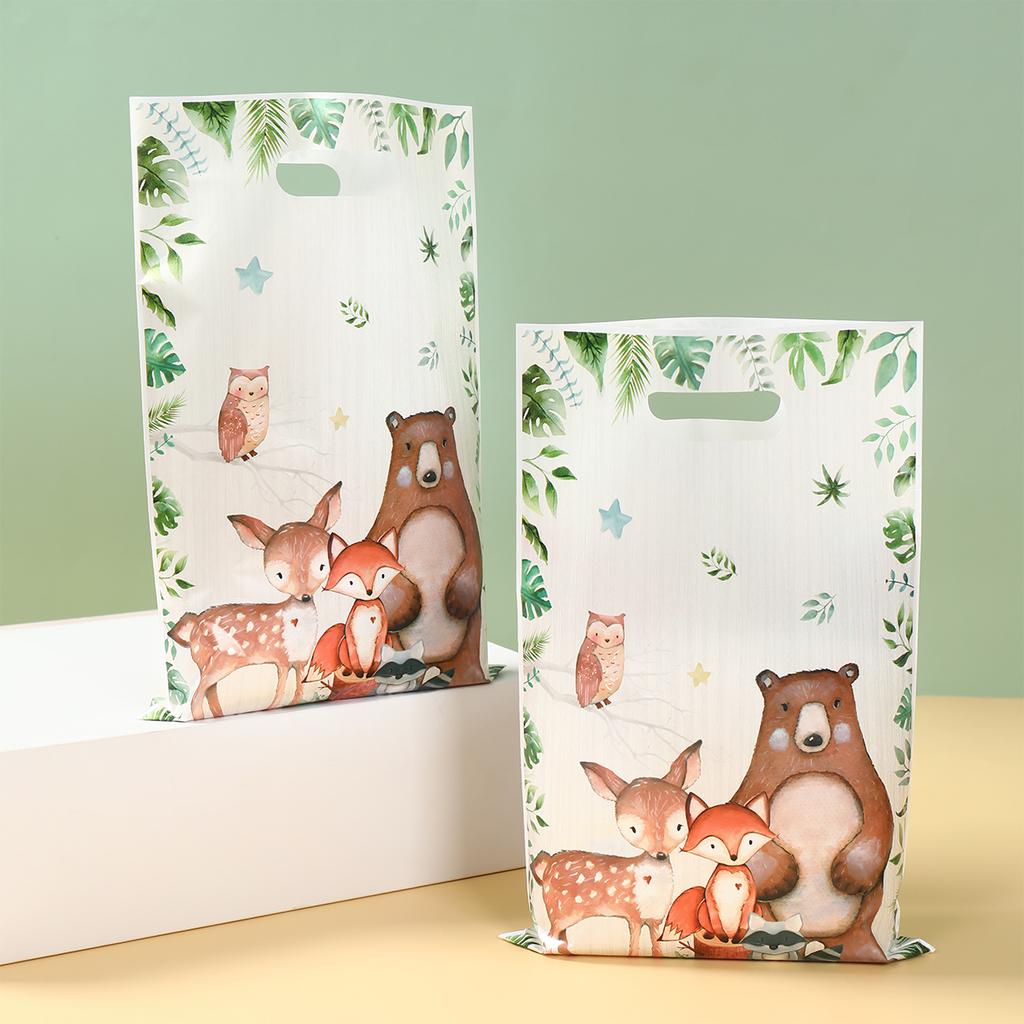 25/50pcs Jungle Safari Animals Gift Bag Handbags Kids Baby Shower Decor Forest Theme Happy Birthday Party Packaging Supplies