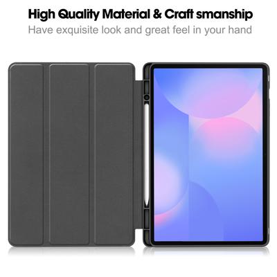 Etui ze stojakiem dla Samsung Galaxy Tab S10 FE+ Amortyzujące wstrząsy skórzane etui na tablet z miejscem na rysik