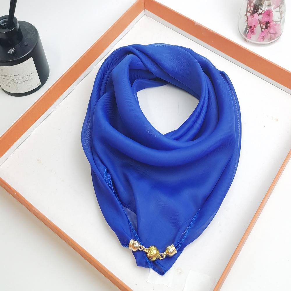 Spring/Summer 2025 Women's High-End Silk Scarf: Magnetic Buckle Triangle Snood for Neck Protection