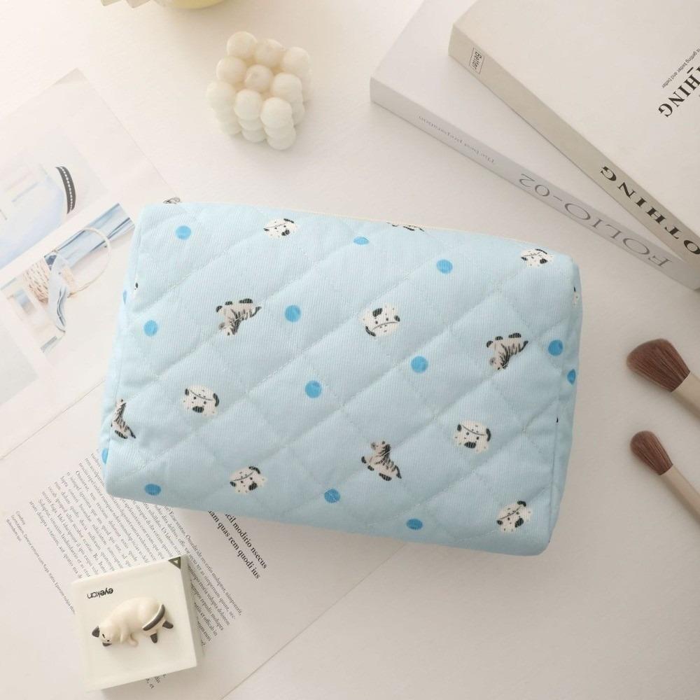 Portable Corduroy Quilted Makeup Bag Large Capacity Multi-Purpose Cosmetic Organizer Coin Purse