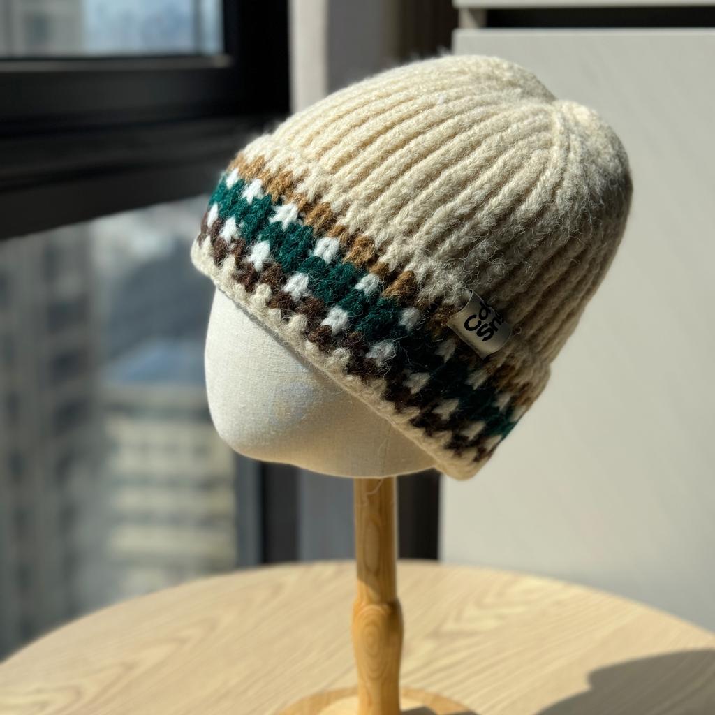 Korean Style Retro Striped Color Blocked Cold Hat New Versatile Student Thickened Warm Woolen Hat Single Layer Outdoor Knitted Hat