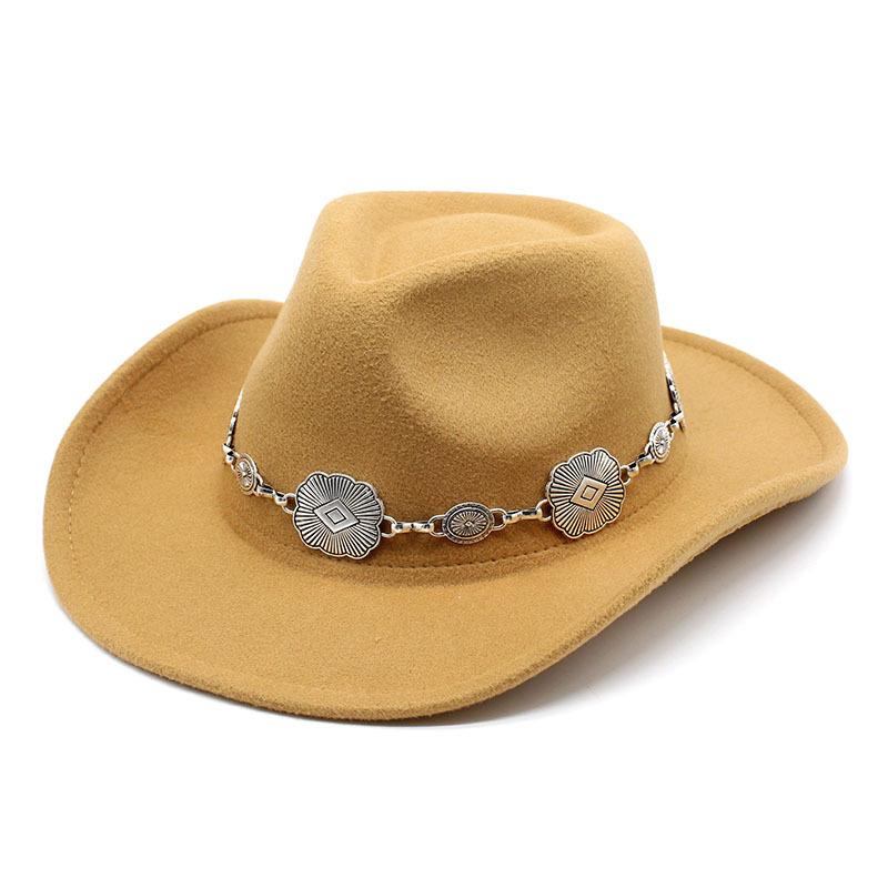 

Wool, High-End Soft Woolen Cowboy Hat, Riding Hat, Equestrian Hat, Lihua Metal Decorative Men S And Women S Top Hats M（56-58cm） верблюд