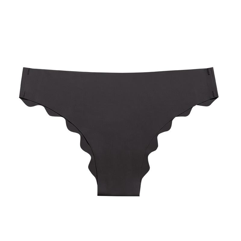Ladies Spring and Summer Simple Wave Edge Solid Color Speed Dry Ice Silk One Piece Type Low Waist No Trace Briefs