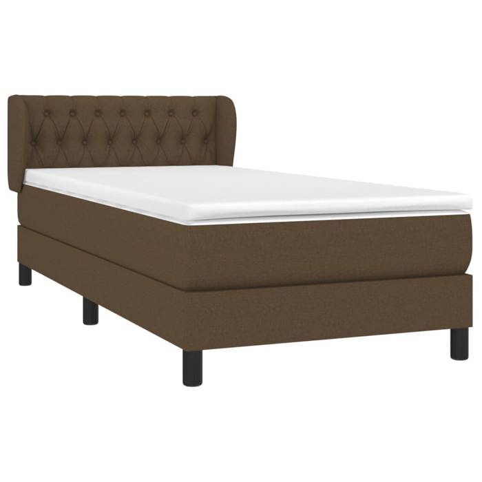 3126456 vidaXL Lit à sommier tapissier avec matelas Marron foncé 90x200 cm