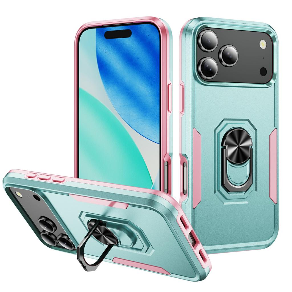 For iPhone 17 Pro Max Case Military Grade Ring Kickstand PC+TPU Phone Cover
