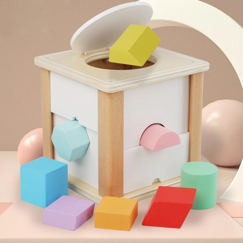 Montessori Intelligence Matching Box Geometric Shapes 3D Puzzle Early Education Three-Dimensional Wooden Paired Building Block