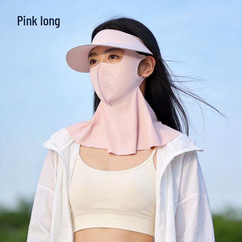 Women's Detachable Brim Sun Protection Face Mask, Ice Silk UV Shield, Full Face and Neck Coverage, Breathable Summer Facekini.