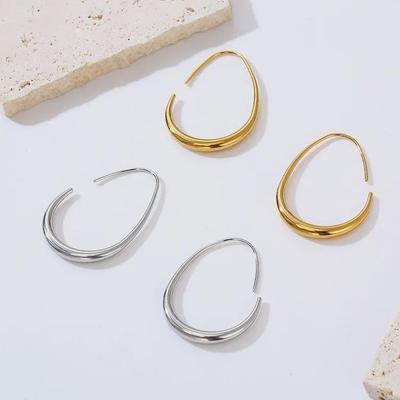 Orecchini chic in acciaio inossidabile a forma di uovo per donna - Ganci per orecchini alla moda in stile Ins Cold