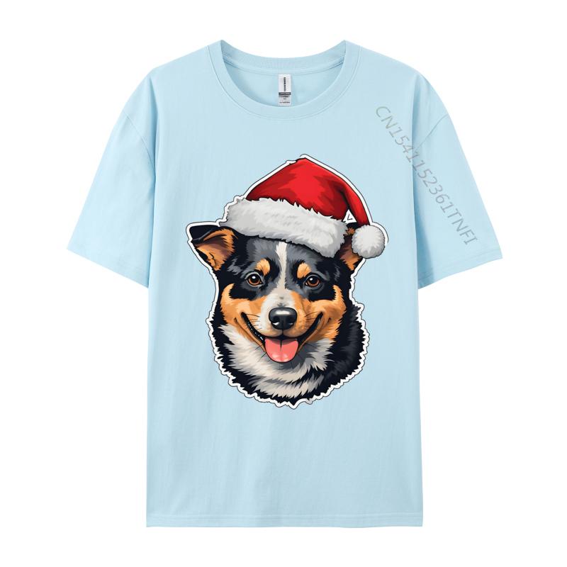 Christmas Australian Cattle Dog TShirt Kawaii Style Winter Tops Tees For Men Special 100 Cotton Fabric