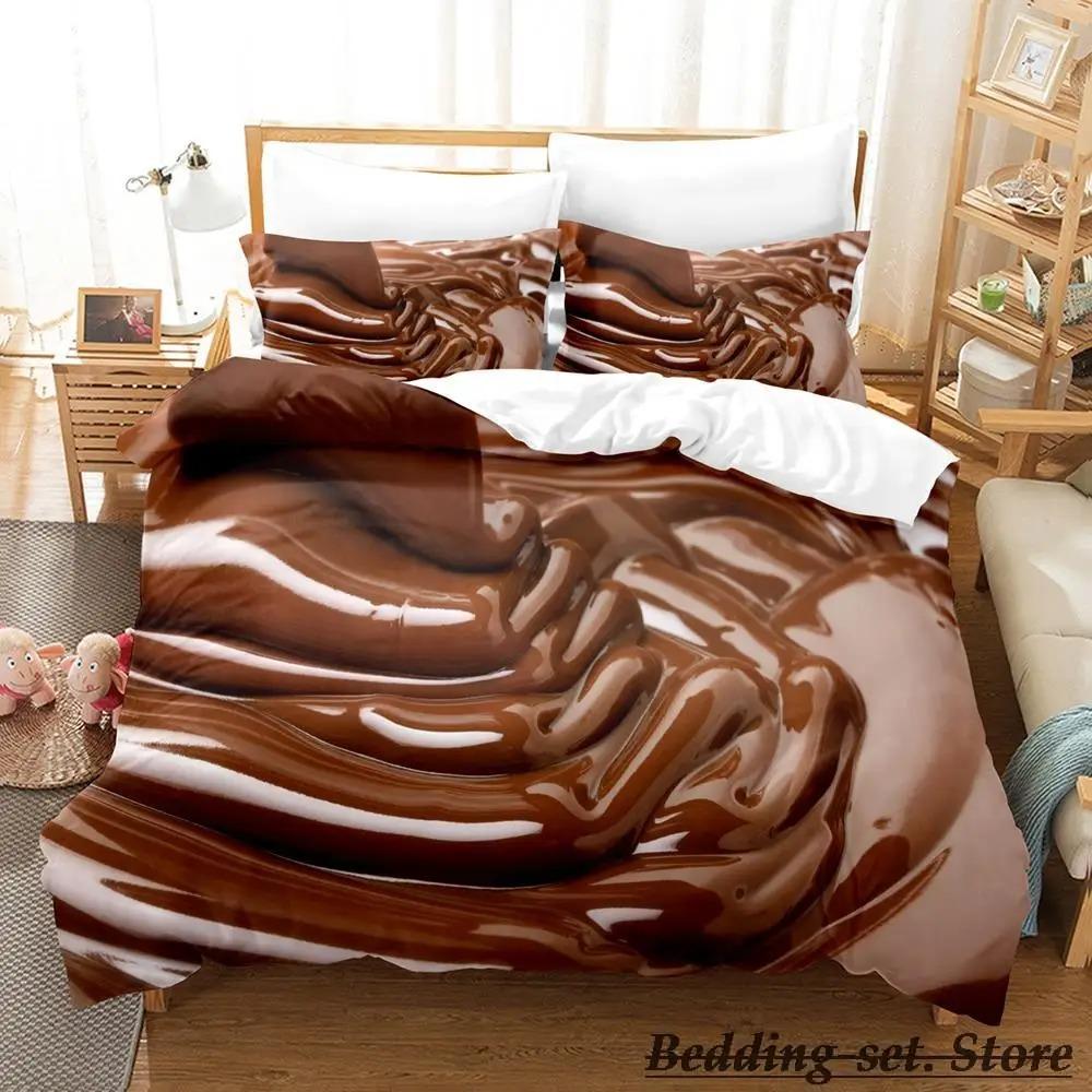 Chocolate Pattern Bedding Set Single Twin Full Queen King Size Anime Duvet Cover for Adult Kid Bedroom