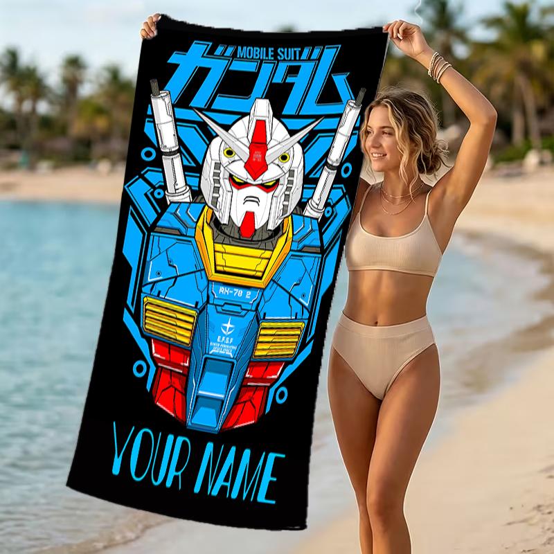 Customizable personalized beach towels Mobile Suit Gundam themed designs.Suitable for the beach, yoga, sports;ideal as beach accessories