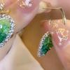 Crystal Green Love Earrings Design High-end Luxury Earrings Trendy Earrings for Women