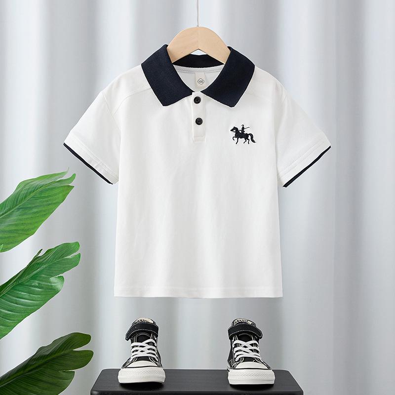 T-shirt Polo Tendance Style Coréen pour Garçons - Été 2025 Casual Manches Courtes