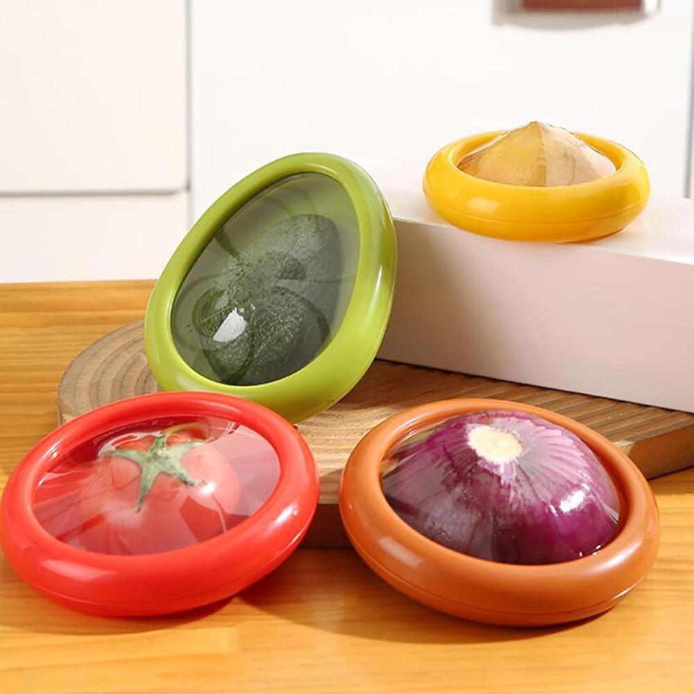 4Pcs Silicone Fruit Anti-Oxidation Storage Box Containers for Fridge Keep Fresh