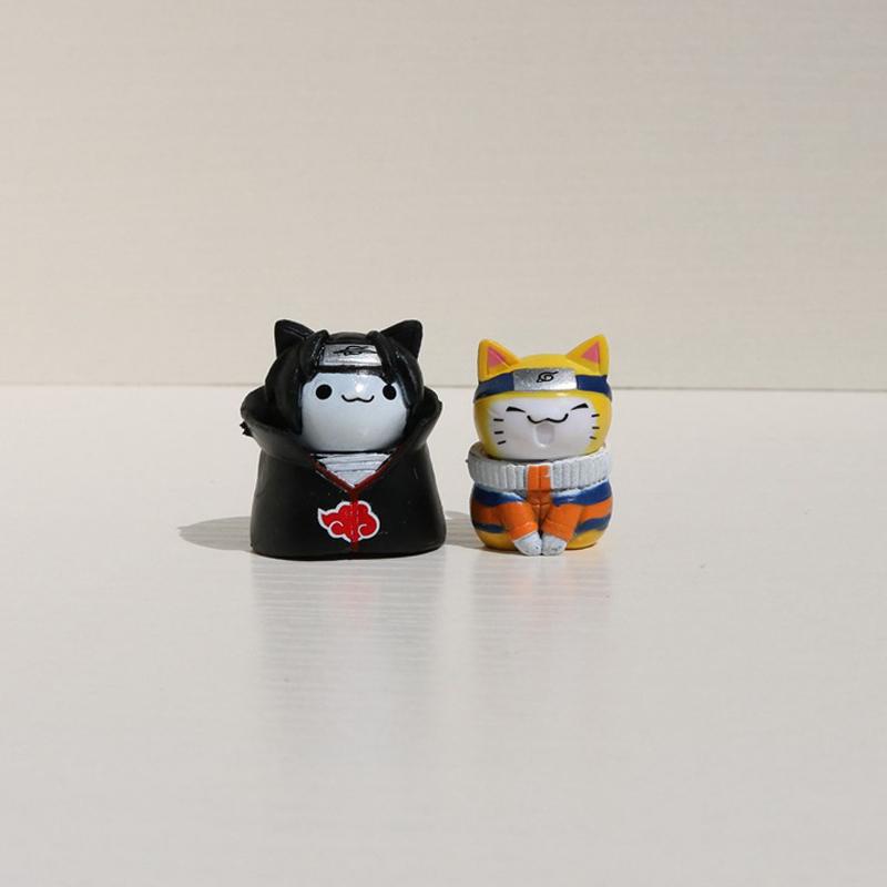New Anime 8Pcs Naruto Doll Figures Cute Handmade Cake Decoration Naruto Cat Model Doll Toys Hand Birthday Gifts