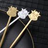 Jam Serving Spoon Stainless Steel Coffee Spoon, Long Handle with Bull Head Decor, Cute Animal Multifunctional Stirring for Milk Tea Yogurt