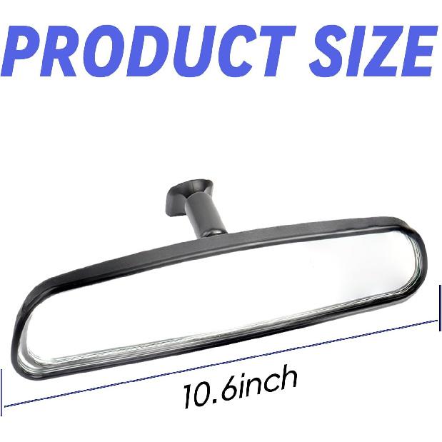 10.6 ” Rear View Mirror Universal Fit Type, Compatible With Wrangler Kia Optima Soul Nissan Rogue Altima Corolla F150 Focus Civic Accord And More