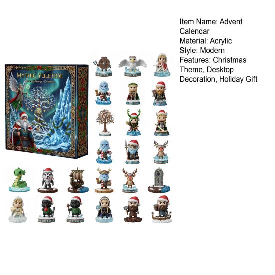 Jul Mytisk Jul Adventskalender Tecknad Figur 24 Dagar Jul Nedräkningskalender Hem Kontor Bokhylla Skrivbordsdekoration Julklapp