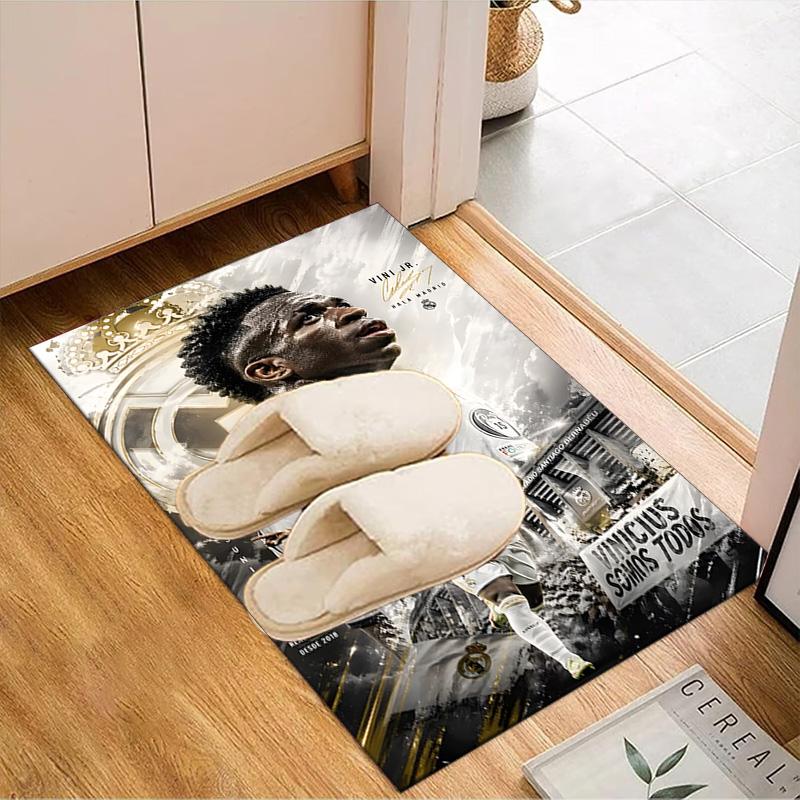 Brazilian Football Star Rug for Living Room, Game Rooms, Office, Bedroom, Office Floor Mat Playful Design, fan gifts Christmas decor