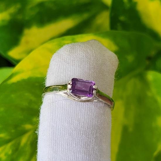 Natural  Purple Amethyst Gemstone 925 Sterling Silver Ring 7.5 US, Gift Ring