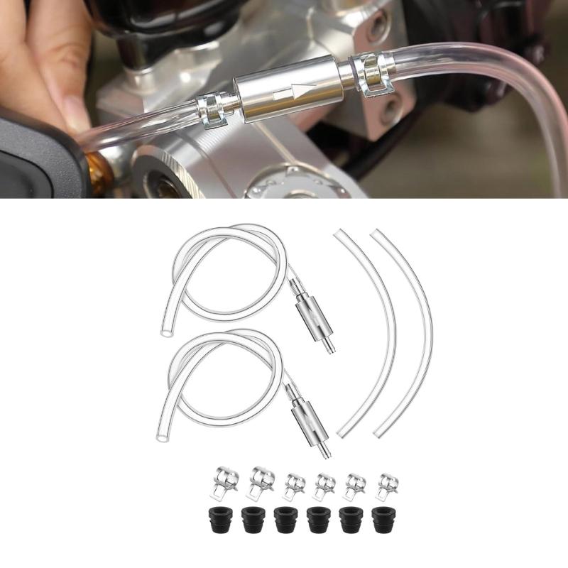Motorcycle Brake Bleeder Kit with Caps and Clamp Brake Bleeder Hose One Way Check Valves Tube Bleeding Tool Bleeder Hose