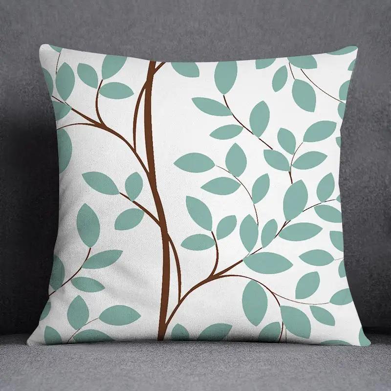 Fresh Green Simple Geometric Pillow Cover Living Room Sofa Office Seat Car Waist Cushion Cushion Cover Home Decoration