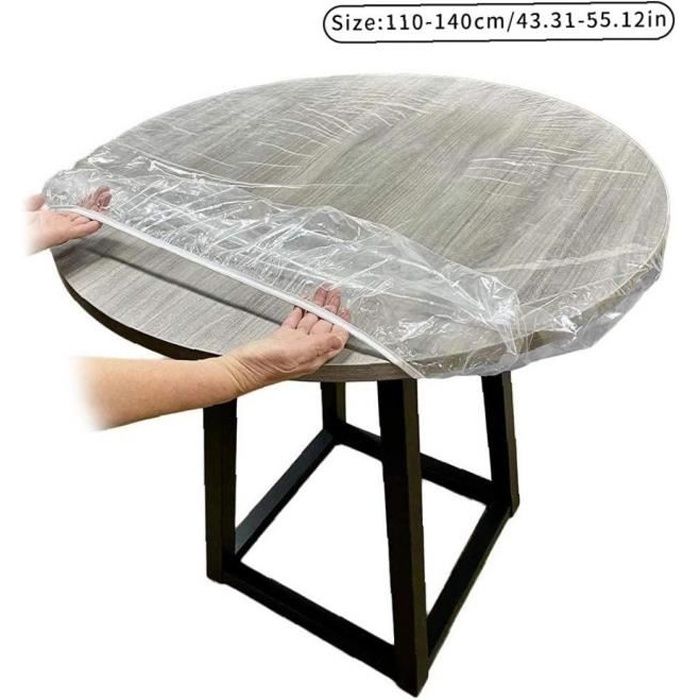Nappe ronde en plastique de couleur transparente - taille-110-140cm